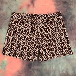 INC Cuffed Shorts Black & Cream Print